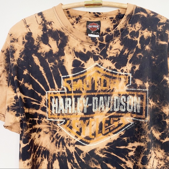 HARLEY DAVIDSON Bleached Tie Dye Graphic Tee L - Picture 2 of 5